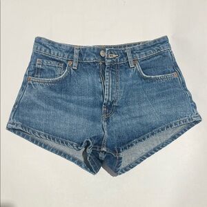 Zara Mid-Blue Denim High-Waist Jean Shorts